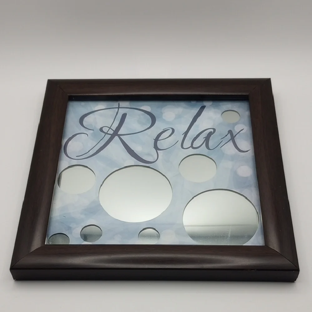 BUNDLE Brown and Blue Mirror Wall Decor with Soothing Bubbles Set